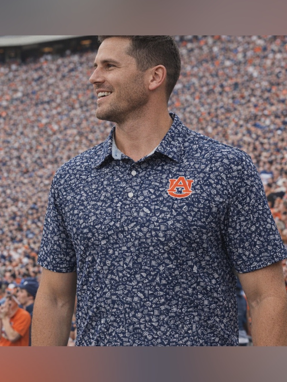Columbia PFG Auburn University Button‑Up Shirt Navy Pattern XL NWOT | Game Day